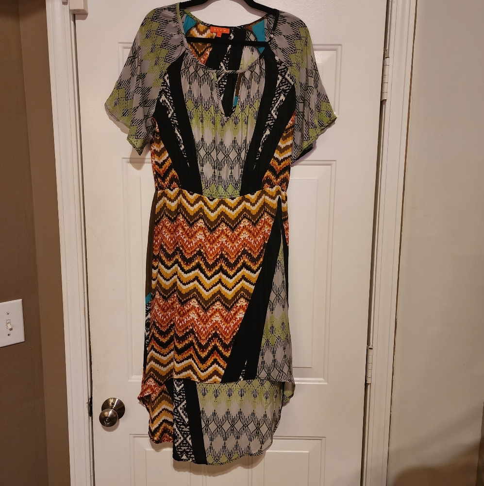 Fun, Flowy, High-Low, 100% Silk Dress by glam